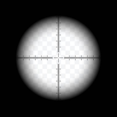 A realistic illustration of a sight through the scope of a desharpening rifle. Crosshair with transparent background - vector