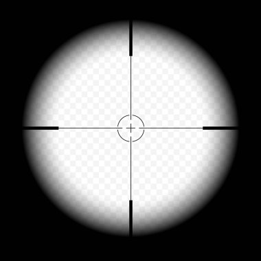 A realistic illustration of a sight through the scope of a desharpening rifle. Crosshair with transparent background - vector