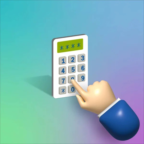 Calculator Operations Making Man Hand Square Format Icon — Stock Photo, Image