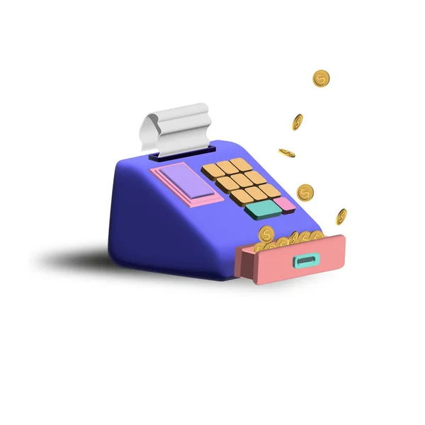 Geldautomat Mit Geldband Und Münzen Isoliert Auf Weißem Hintergrund — Stockfoto