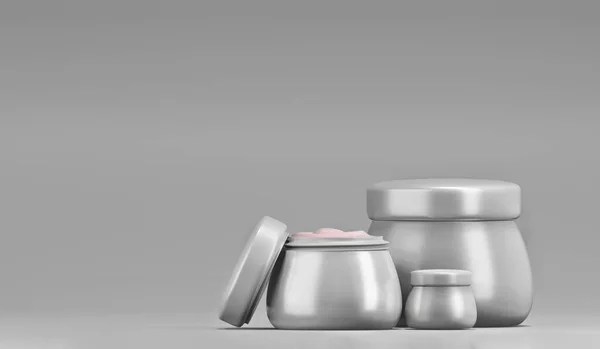 Three Mockups Cosmetic Containers Different Size — Stock Photo, Image