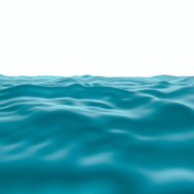 Beyaz zemin üzerindeki doğa suyu 3D modeli izole edilmiş, kopyalama alanı