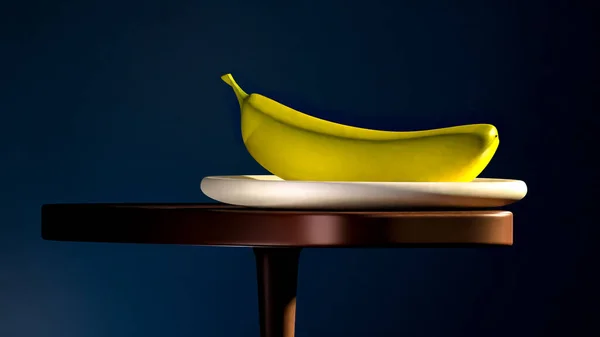 Modelo Banana Placa Branca Mesa Luz Solar Interior — Fotografia de Stock
