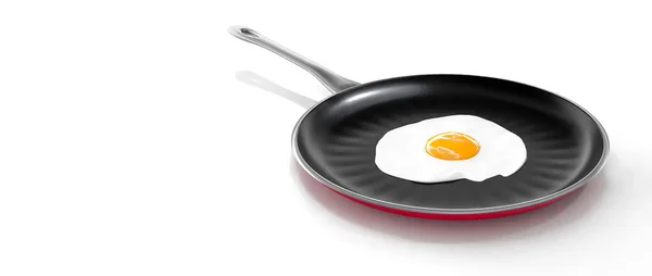 Иллюстрация Жареного Яйца Кастрюле Изолированные Белом Фоне Копировальное Пространство — стоковое фото