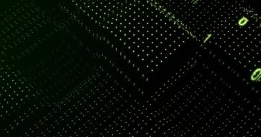 Soyut dijital veri bilgi grafik arkaplanı. İkili kod 3D döngü canlandırması.