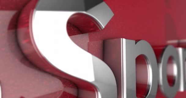 Кібер Хромовані Слова Червоному Тлі Ефектом Металевої Фарби Значком Гарнітури — стокове відео