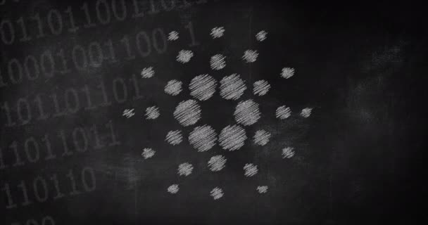 Cardano Ada Cryptogeld Logo Schets Krijt Met Hand Getekend Schoolbord — Stockvideo