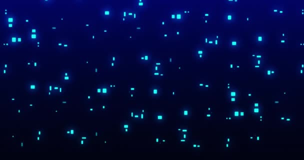 Blauwe Flikkerende Pleinen Vallen Naar Beneden Abstracte Achtergrond Animatie — Stockvideo