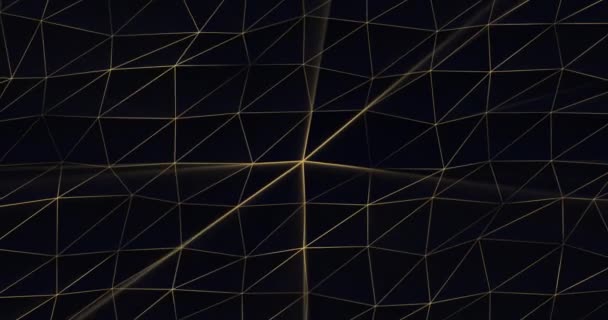 Полигональная Поверхность Темных Тонах Синего Цвета Яркой Блестящей Проволокой Абстрактный — стоковое видео