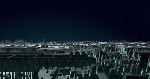 Cyber City Landscape Digital Building Architecture Futuristic Style Render Animation — Stock Video