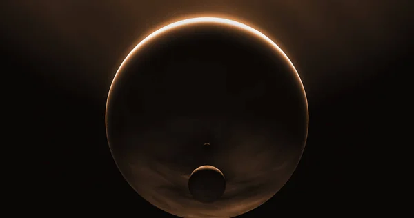 Planet Mit Zwei Monden Reihte Sich Weltraum Aneinander Science Fiction — Stockfoto