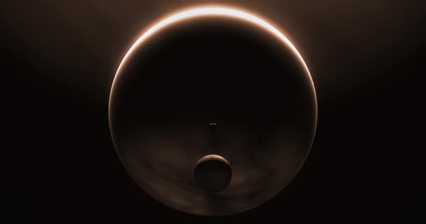 Планета Двумя Лунами Выстроенными Открытый Космос Концепция Научной Фантастики Абстрактный — стоковое видео