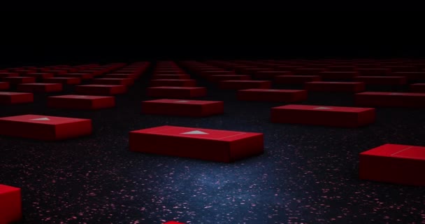 Több Piros Gomb Játék Ikon Sorokban Oszlopokban Közösségi Média Koncepció — Stock videók