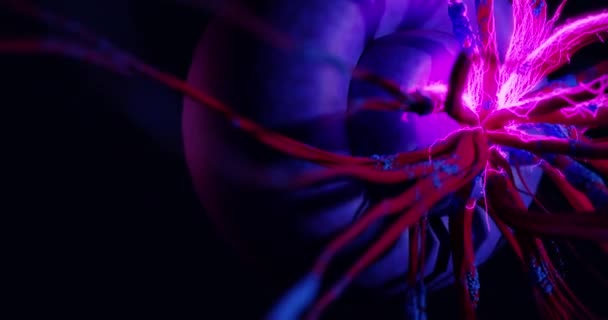 Abstrakt Levande Mikroorganism Abyssal Monster Anemonliknande Varelse Med Ljusa Tentakler — Stockvideo