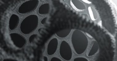 Voronoi desenli soyut fütüristik yapı. Organik uzaylı dokusu. Karanlık sanat kompozisyonu. 3 Boyutlu Canlandırma