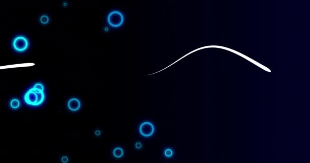 Abstraktní Pozadí Modré Kreslené Bubliny Bílé Křivky Pohybující Zleva Doprava — Stock video