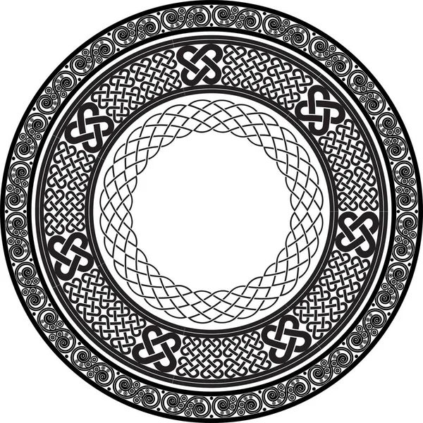 Keltischer Knoten Runde Rahmen Set Aus Ringen Keltischer Zöpfe Isoliert — Stockvektor