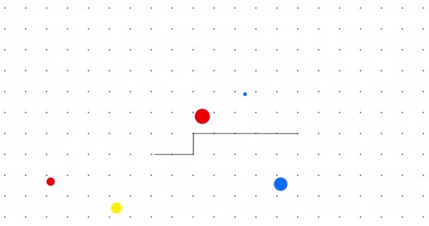 Vit Bakgrund Med Ett Rutnät Svarta Prickar Och Färgade Cirklar — Stockvideo