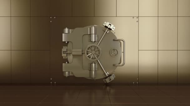 Красива Велика Кругла Двері Vault Відкриття Заповідника Золотих Злитків Анотація — стокове відео