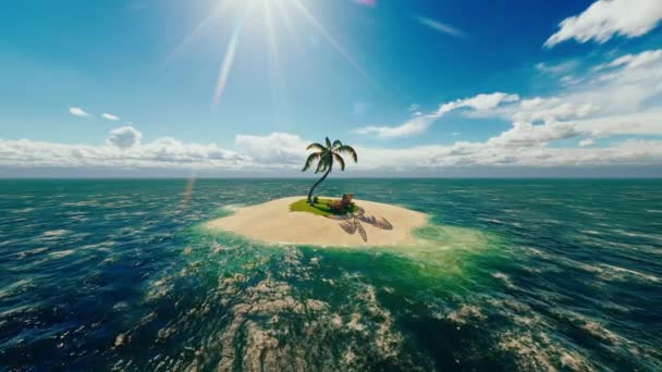 Rajska Tropikalna Bezludna Wyspa Palmami Leżakiem Koncepcja Urlopu Lub Ucieczki — Wideo stockowe