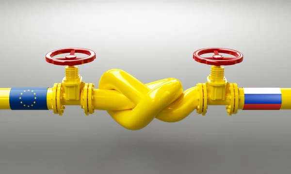Gas Pipe Knot, Gas Crisis in Europe. High quality 3d rendering.