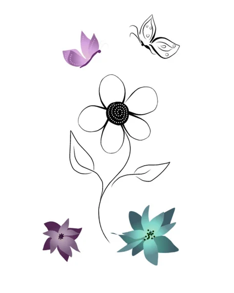 flower illustration and botanical icon. plant and nature stock symbol set for web.