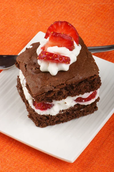 Fancy strawberry brownie — Stock Photo, Image