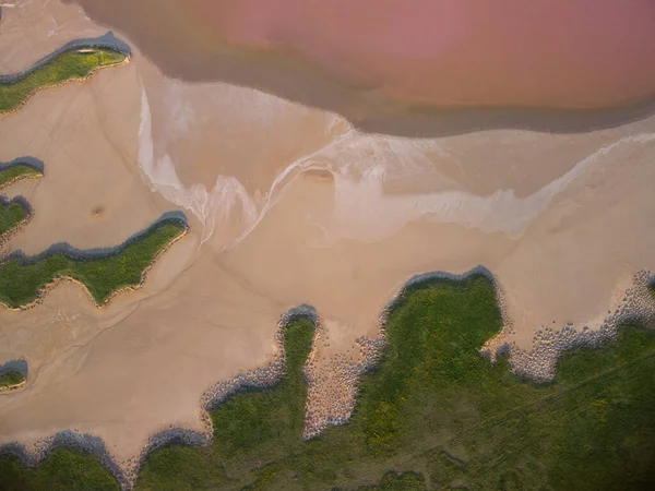 Widok Lotu Ptaka Różowe Słone Jezioro Azów Ukraina — Zdjęcie stockowe