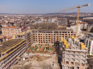 Yoğun İnşaat Alanı ve İnşaat Aletleri Hava Görünümü