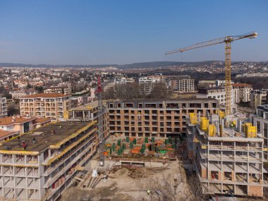 Yoğun İnşaat Alanı ve İnşaat Aletleri Hava Görünümü