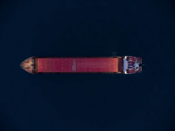 Μεγάλο Πλοίο Γενικού Φορτίου Δεξαμενόπλοιο Μεταφοράς Φορτίου Χύδην Αεροφωτογραφία Από — Φωτογραφία Αρχείου