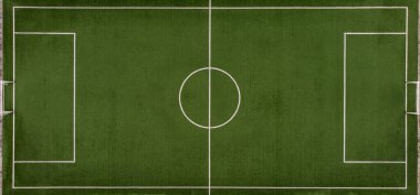 Boş bir futbol sahasının havadan görünüşü