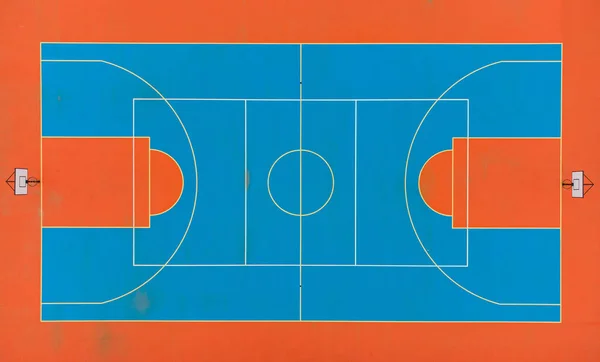 Letecký Pohled Opuštěný Basketbal Pestrobarevný Světlý Kurt — Stock fotografie