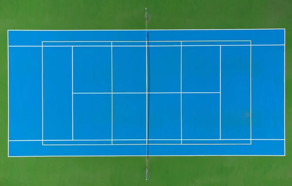 Tennisbaan Blauw Bovenaanzicht Van Drone Luchtfotografie — Stockfoto