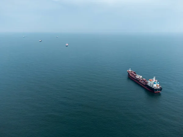 Large General Cargo Ship Tanker Bulk Carrier Top Aerial View — 스톡 사진