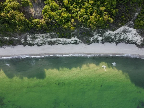 Bovenste Luchtfoto Uitzicht Het Prachtige Verlaten Wilde Strand Bulgarije — Stockfoto