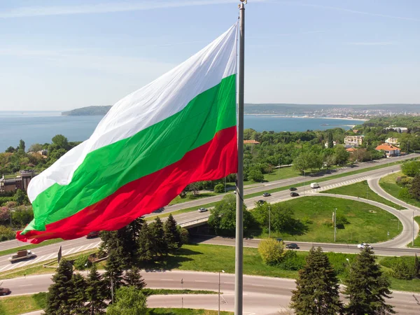 Bulgaria Flag City Varna Blue Sky Summer Day — Stok fotoğraf
