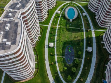 Modern ofis ya da konut arka planı, hava manzarası