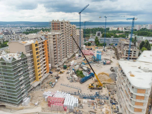 Zajęty Placu Budowy Sprzętu Budowlanego Widok Góry — Zdjęcie stockowe