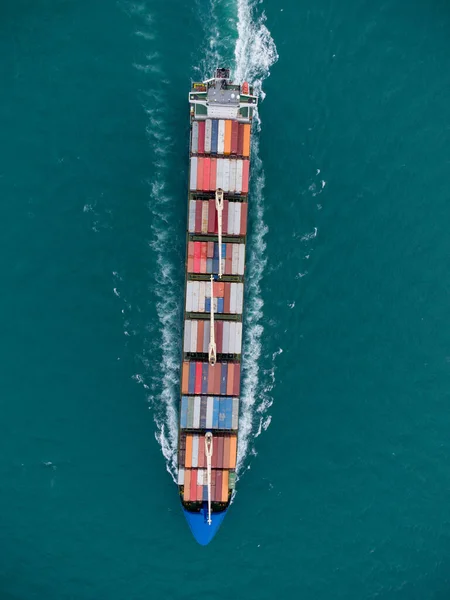 Aerial View Big Cargo Container Ship Sea — Stock Photo, Image