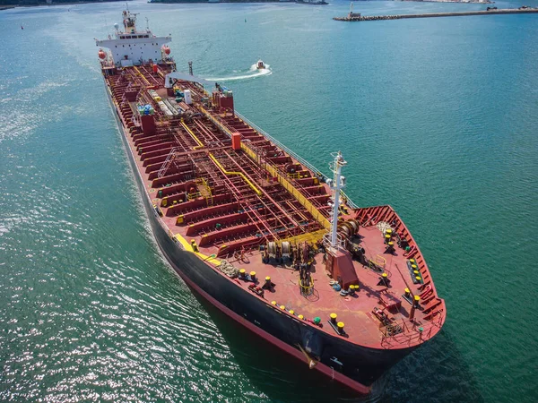 Aerial View Industrial Fuel Petrochemical Tanker Cruising Sea — 图库照片