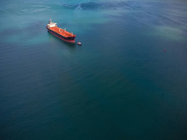 Aerial View Industrial Fuel Petrochemical Tanker Cruising Sea — Stockfoto