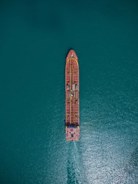 Aerial View Industrial Fuel Petrochemical Tanker Cruising Sea — 스톡 사진