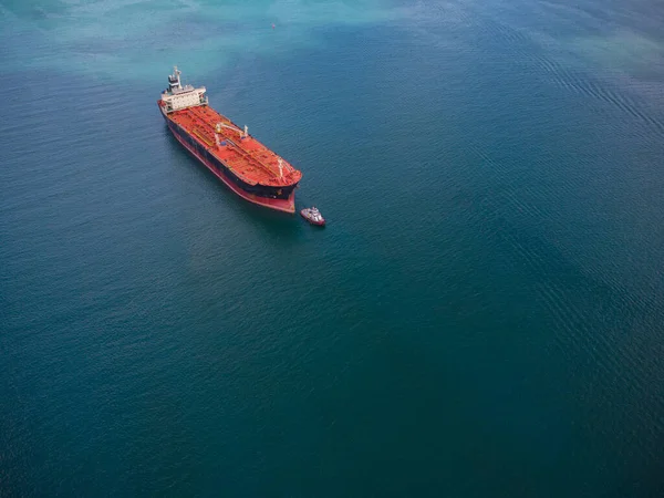 Aerial View Industrial Fuel Petrochemical Tanker Cruising Sea — Zdjęcie stockowe