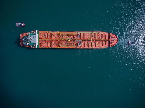 Aerial View Industrial Fuel Petrochemical Tanker Cruising Sea — Foto de Stock
