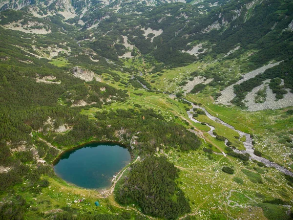 Aerial Top View Lake Pirin Mountains Blue Clear Water Bansko — Stok Foto