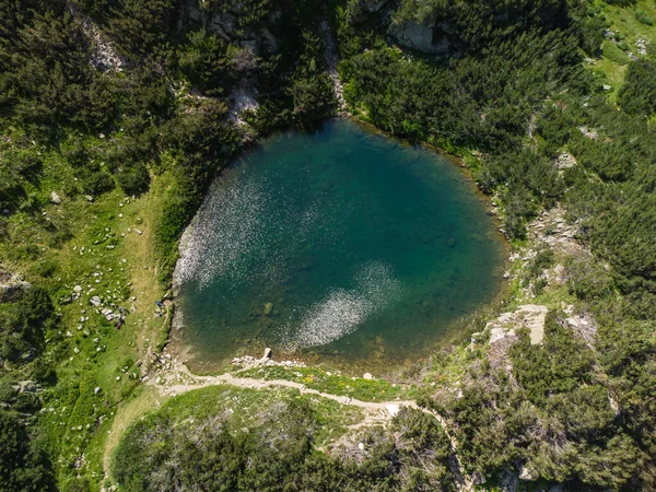 Aerial Top View Lake Pirin Mountains Blue Clear Water Bansko — Stock Fotó