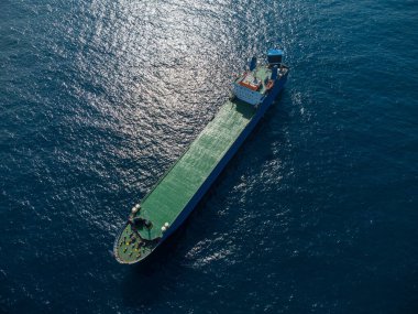 Aerial drone top down view of empty car ferry boat