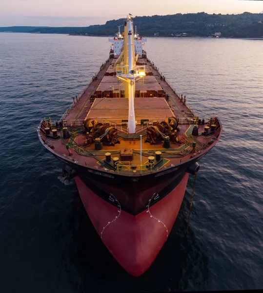 Large General Cargo Ship Tanker Bulk Carrier Aerial Top View — Fotografia de Stock