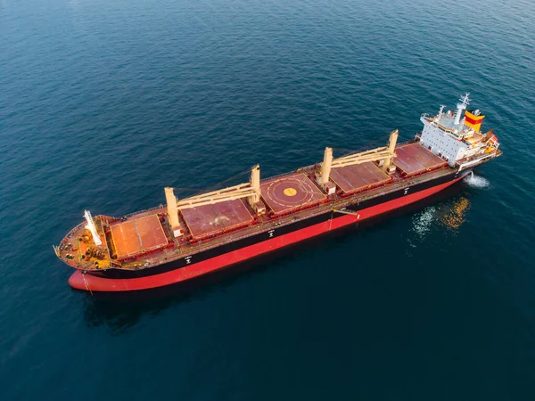 Large General Cargo Ship Tanker Bulk Carrier Aerial Top View — 스톡 사진